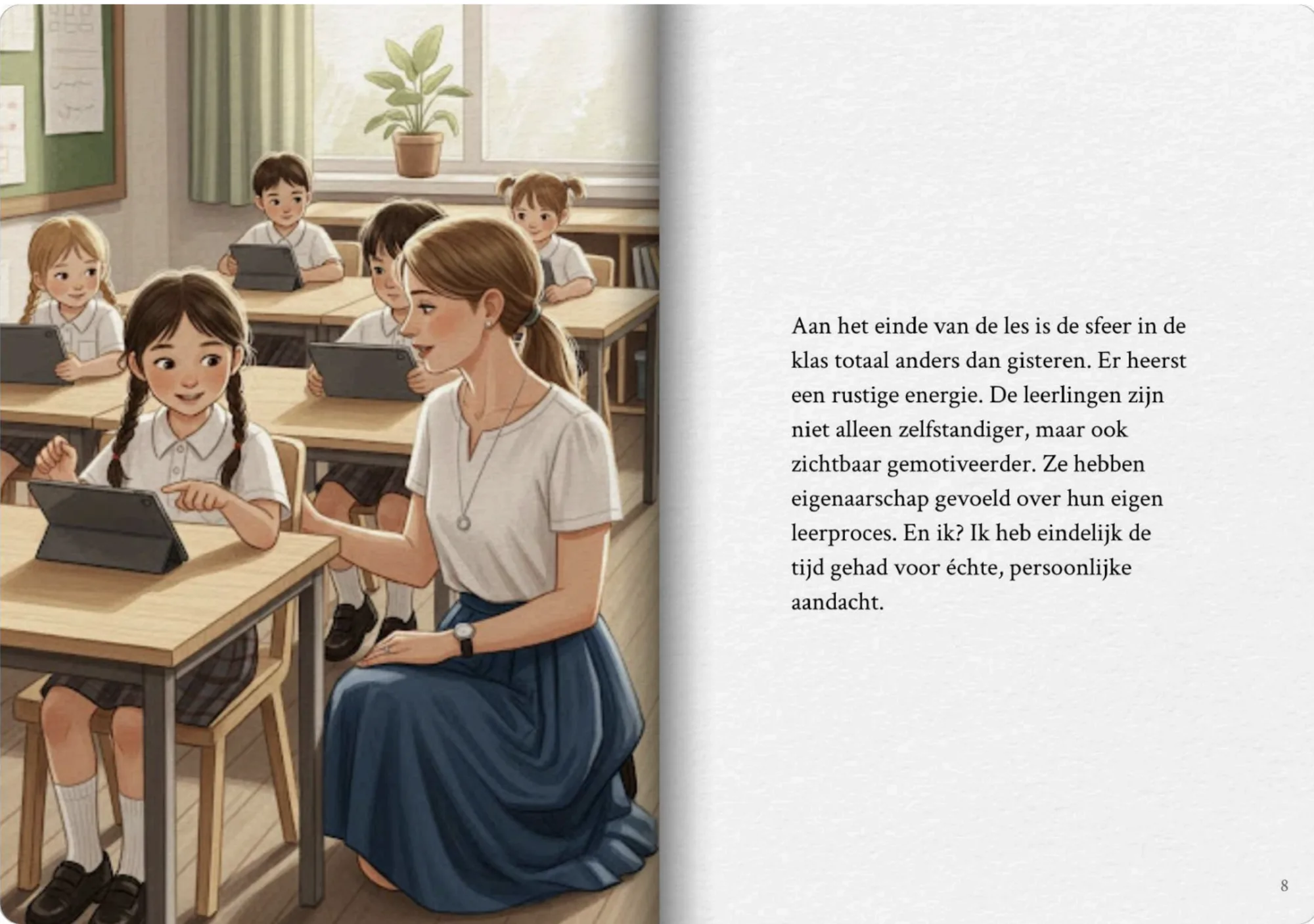 UX vision story: page showing teacher having time for personal attention